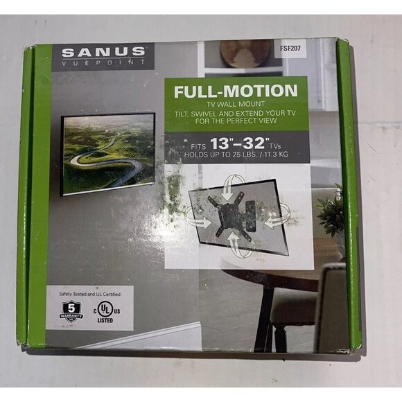 TV Wall Mount Fits 13-32 inch TV Up To 25lbs Sanus Vuepoint FSF207 Full Motion - Picture 1 of 11